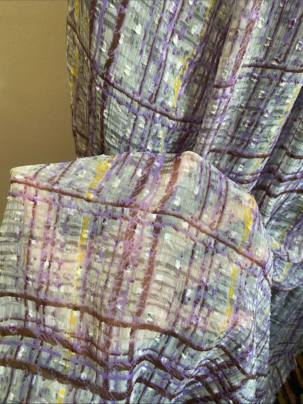 Cato Lavender Plaid Ruffle-Neck Sheer Mini Dress - Picture 11 of 11